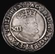 London Coins : A184 : Lot 1467 : Shilling James I Third Coinage, Sixth (Large) Bust S.2668, mintmark Lis, 5.74 grammes, reads IACOB f...