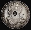 London Coins : A184 : Lot 1575 : Dollar George III Oval Countermark on a Mexico 8 Reales 1786 Mo FM ESC 129, Bull 1852 countermark Fi...
