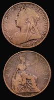 London Coins : A184 : Lot 1810 : Pennies (2) 1897 High Tide Freeman 148 dies 1+C, Gouby BP1897C dies V+x (P of PENNY points between t...