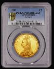 London Coins : A184 : Lot 2217 : Two Pounds 1887 Proof S.3865 in a PCGS holder and graded PR62 Deep Cameo, the fields mirror-like, th...