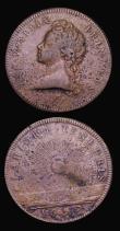 London Coins : A184 : Lot 884 : William III Treaty of Ryswick, Fortunes of Prince James 1697 25mm diameter in bronze by N. Roettier,...