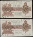London Coins : A185 : Lot 106 : One Pound Warren Fisher T34 issued 1927, last series No. with dot, portrait King George V at right, ...