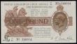 London Coins : A185 : Lot 111 : One Pound Fisher T35,  Z1/93 340914, control note and square dot type, Northern Ireland issue, EF an...