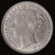 London Coins : A185 : Lot 1799 : Shilling 1875 ESC 1327, Bull 3045, Die Number 6 UNC grey toned with touches of gold in the legends, ...