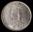 London Coins : A185 : Lot 1804 : Shilling 1887 Jubilee Head ESC 1351, Bull 3137, Davies 982 dies 1C, Choice UNC with gold and olive t...