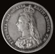 London Coins : A185 : Lot 1805 : Shilling 1887 Jubilee Head Proof ESC 1352, Bull 3138, Davies 982P dies 1C, FDC or near so with attra...