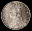 London Coins : A185 : Lot 1807 : Shilling 1889 Large Jubilee Head ESC 1355, Bull 3142, Davies 987 dies 3D, UNC and choice with golden...