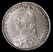 London Coins : A185 : Lot 1809 : Shilling 1892 ESC 1360, Bull 3147, Lustrous UNC with flashes of gold and magenta toning in the legen...