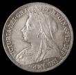 London Coins : A185 : Lot 1813 : Shilling 1896 Large Rose ESC 1365, Bull 3161, Davies 1020 dies 2D, Lustrous UNC, the obverse golden ...