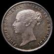 London Coins : A185 : Lot 1823 : Sixpence 1858 ESC 1706, Bull 3200, Davies 1058 dies 2A, UNC with gold, blue/green and magenta tone, ...