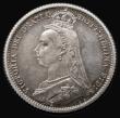 London Coins : A185 : Lot 1830 : Sixpence 1887 Jubilee Head , Withdrawn type Proof ESC 1753, Bull 3269 a thin scratch and a contact m...