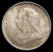London Coins : A185 : Lot 1838 : Sixpence 1893 Veiled Head ESC 1762, Bull 3285, UNC with a beautiful and colourful tone, exhibiting h...