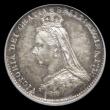 London Coins : A185 : Lot 1853 : Threepence 1887 Jubilee Head ESC 2096, Bull 3436, Davies 1331 dies 2A, UNC beautifully toned exhibit...