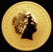 London Coins : A185 : Lot 1866 : Australia $100 Gold Kangaroo 2014P Reverse: Kangaroo facing right, in rural view, fence behind, KM#2...