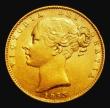 London Coins : A185 : Lot 1902 : Sovereign 1863 Roman 1 in date, No Die Number, Marsh 46B (listed as 1 over inverted 1), LCGS variety...