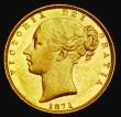 London Coins : A185 : Lot 1910 : Sovereign 1871 Shield Reverse, Marsh 55, S.3853B, Die Number 22 EF/GEF and lustrous with some contac...