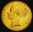 London Coins : A185 : Lot 1912 : Sovereign 1871S Shield Reverse, WW Incuse on truncation, Marsh 69, S.3855A, VF/EF