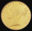 London Coins : A185 : Lot 1950 : Sovereign 1881M Shield Reverse, Rounded tip to truncation, hairline in line with the gap between I a...