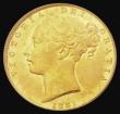 London Coins : A185 : Lot 1952 : Sovereign 1881S Shield Reverse, Marsh 77A, S.3855B, Pointed tip to truncation, hairline in line with...