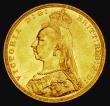 London Coins : A185 : Lot 1988 : Sovereign 1889M G: of D:G: closer to the crown Marsh 133A, S.3867B, DISH M12 NEF/EF the obverse with...