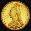 London Coins : A185 : Lot 1990 : Sovereign 1890 G: of D:G: closer to the crown, Marsh 128A, S.3866B, DISH L13, A/UNC and lustrous, a ...
