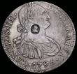 London Coins : A185 : Lot 2308 : Dollar George III Oval Countermark on a Mexico 8 Reales 1795 Mo FM ESC 129, Bull 1852 countermark Fi...