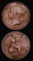 London Coins : A185 : Lot 2648 : Penny (2 ) 1853 Ornamental Trident, Narrow Date, Gouby CP1853D NVF/GF with some edge bruises, the ac...