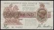 London Coins : A185 : Lot 31 : One Pound Bradbury 1917 issue T16 series G/63 691952, King George V portrait Bold and Original VF