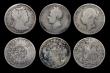London Coins : A185 : Lot 3164 : Halfcrowns (6) 1817 Bull Head, 1825, 1876, 1878, 1890, 1898 VG to Near Fine