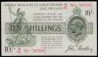 London Coins : A185 : Lot 38 : Ten Shillings Bradbury Third Issue T20 Red Dash in No. in serial number, 16th December 1918 serial n...