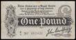 London Coins : A185 : Lot 4 : One Pound Bradbury T3.3 Black Six digit serial issue 1914 series E/1 081833 Fine