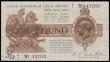 London Coins : A185 : Lot 42 : One Pound Warren Fisher T24 issued 1919 last series X/1 457235 VF