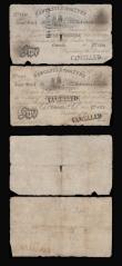 London Coins : A185 : Lot 435 : Newcastle upon Tyne &pound;5 Joint Stock Bank dated 1838-1840 ink Cancelled overprints, (Outing1515b...