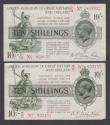 London Coins : A185 : Lot 46 : Ten Shillings 1919 Red, Dash T26 (2) first series D/73 and E/9 both about VF