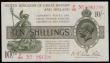 London Coins : A185 : Lot 53 : Ten Shillings Warren Fisher T26 issued 1919 F/86 961398 (No. with dash), VF with some brown stains