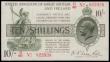 London Coins : A185 : Lot 54 : Ten Shillings Warren Fisher T26 issued 1919 first series D/48 823938 (No. with dash), EF or better