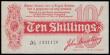 London Coins : A185 : Lot 8 : Ten Shillings Bradbury T9 First issue Dash in No. ornate font and 6 digit serial issued 1914 serial ...
