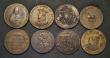 London Coins : A185 : Lot 982 : Halfpennies 18th Century (8) Devon - Exeter 1792 Obverse: Bishop Blaize three-quarter length portrai...