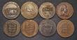 London Coins : A185 : Lot 983 : Halfpennies 18th Century Kent (8) Appledore 1794 Obverse: Man carrying sack to windmill/Lion and lam...