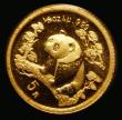 London Coins : A186 : Lot 1016 : China Five Yuan 1997 Small Date, 1/20th oz. Gold Panda Lustrous UNC with some small tone spots, seal...