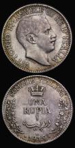London Coins : A186 : Lot 1109 : Italian Somaliland One Rupia 1915R KM#6 Good Fine, scarce, Eritrea One Lira 1890R KM#2 Good Fine/Fin...