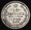 London Coins : A186 : Lot 1167 : Russia Ten Kopeks 1908 CПЪ ЗЪ Y#20a.2 NEF with some flecks of toning