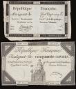 London Coins : A186 : Lot 250 : France (2) 50 Livres 14 Dec 1792 serie 4808 No 884 Pick A72 VF some minor edge tears and a few pinho...