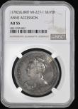 London Coins : A187 : Lot 1007 : Accession of Queen Anne 1702 35mm diameter in silver, by J. Croker, Obverse: Crowned and Draped ANNA...