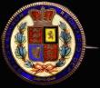 London Coins : A187 : Lot 1278 : Crown 1847 Young Head, Reverse enamelled in 6 colours, good quality workmanship, pin mounted on the ...
