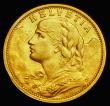 London Coins : A187 : Lot 1459 : Switzerland 20 Francs Gold 1902B KM#35.1 A/UNC with a gentle edge bruise