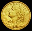 London Coins : A187 : Lot 1460 : Switzerland 20 Francs Gold 1914B KM#35.1 UNC or very near so with some small rim nicks