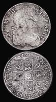 London Coins : A187 : Lot 1714 : Crown 1676 VICESIMO OCTAVO edge, ESC 51, Bull 397, VG, Dollar Bank of England 1804 No Stop after REX...