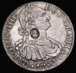 London Coins : A187 : Lot 1793 : Dollar George III Oval Countermark on 1793 Mexico 8 Reales, ESC 129, Bull 1852, Countermark GVF, hos...