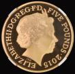 London Coins : A187 : Lot 1850 : Five Pound Crown 2015 50th Anniversary of the Death of Sir Winston Churchill Gold Proof S.L38 in an ...